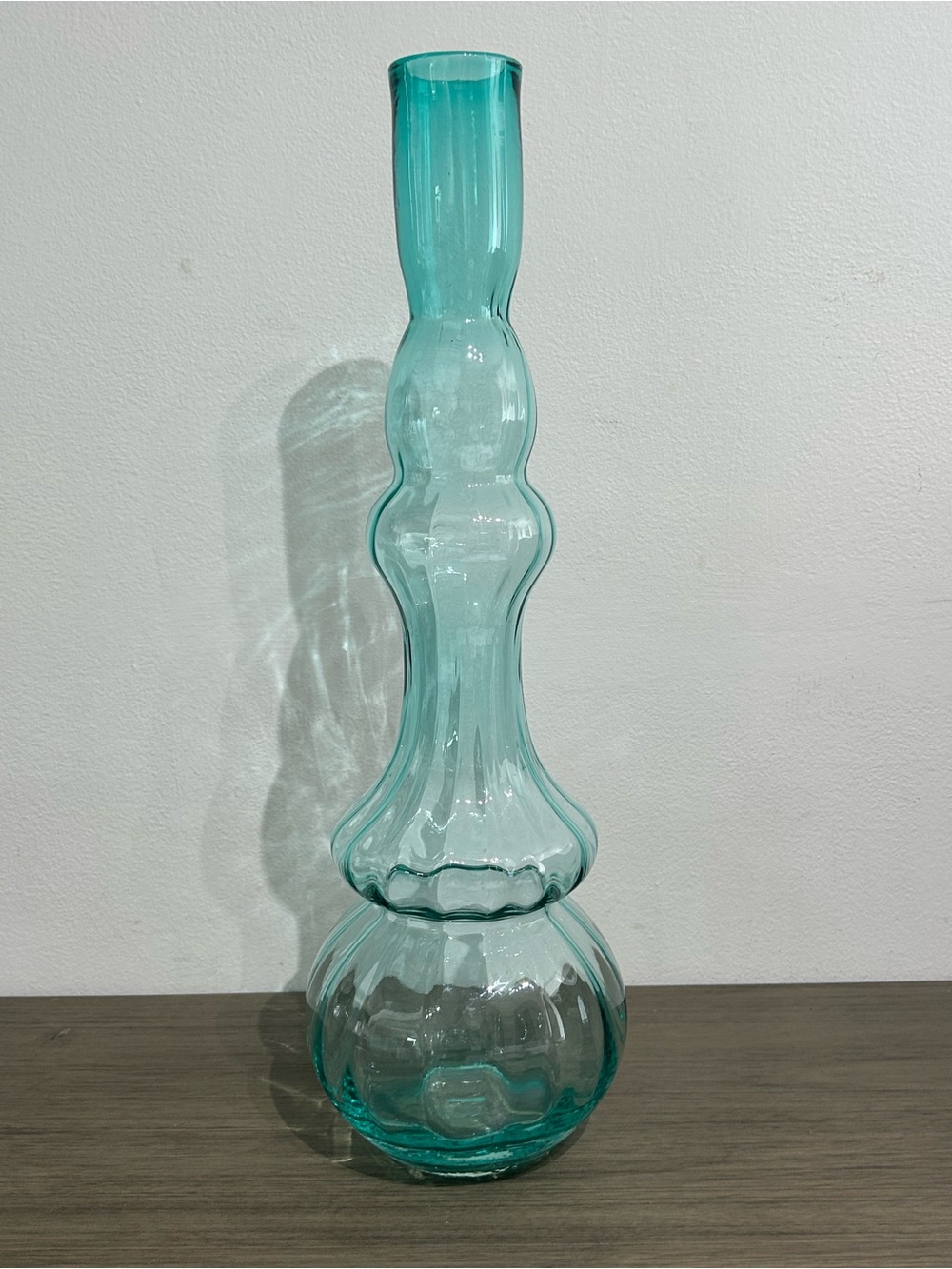 MCM blue Empoli Italy midcentury glass bottle vase 18 1/2”